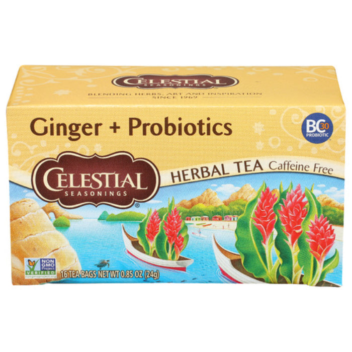 Celestial Seasonings Kräutertee Ingwer Probiotika, 16 Beutel – Packung mit