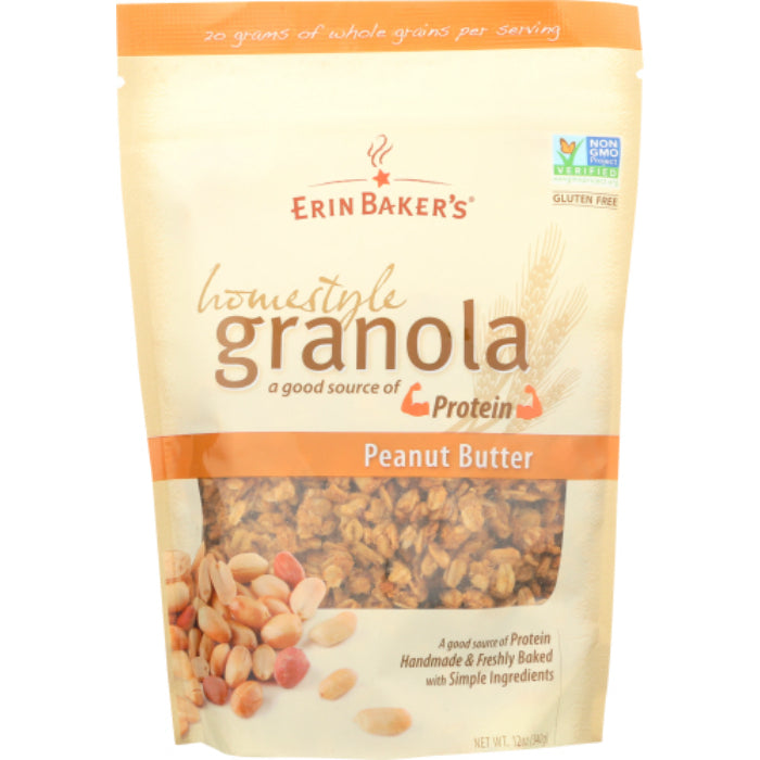 Erin Baker's – Granola Homestyle Erdnussbutter, 12 oz – Packung mit 6 Stück