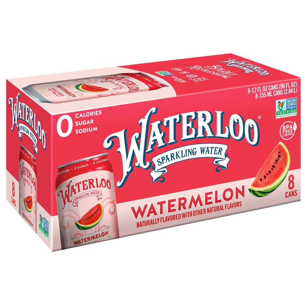 Waterloo Wassermelone Funkelndes Wasser 12oz 8Pk – Packung mit 3