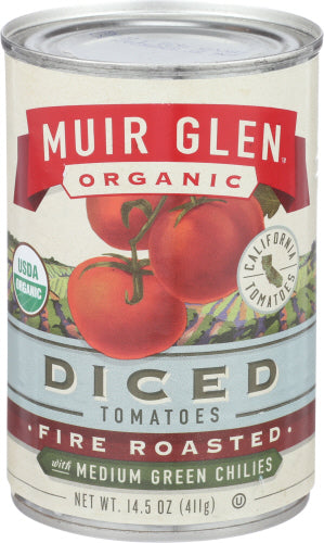 Muir Glen – Gebackene Tomaten Geröstetes Grün Chile, 14,5 Oz – Packung mit 12 Stück