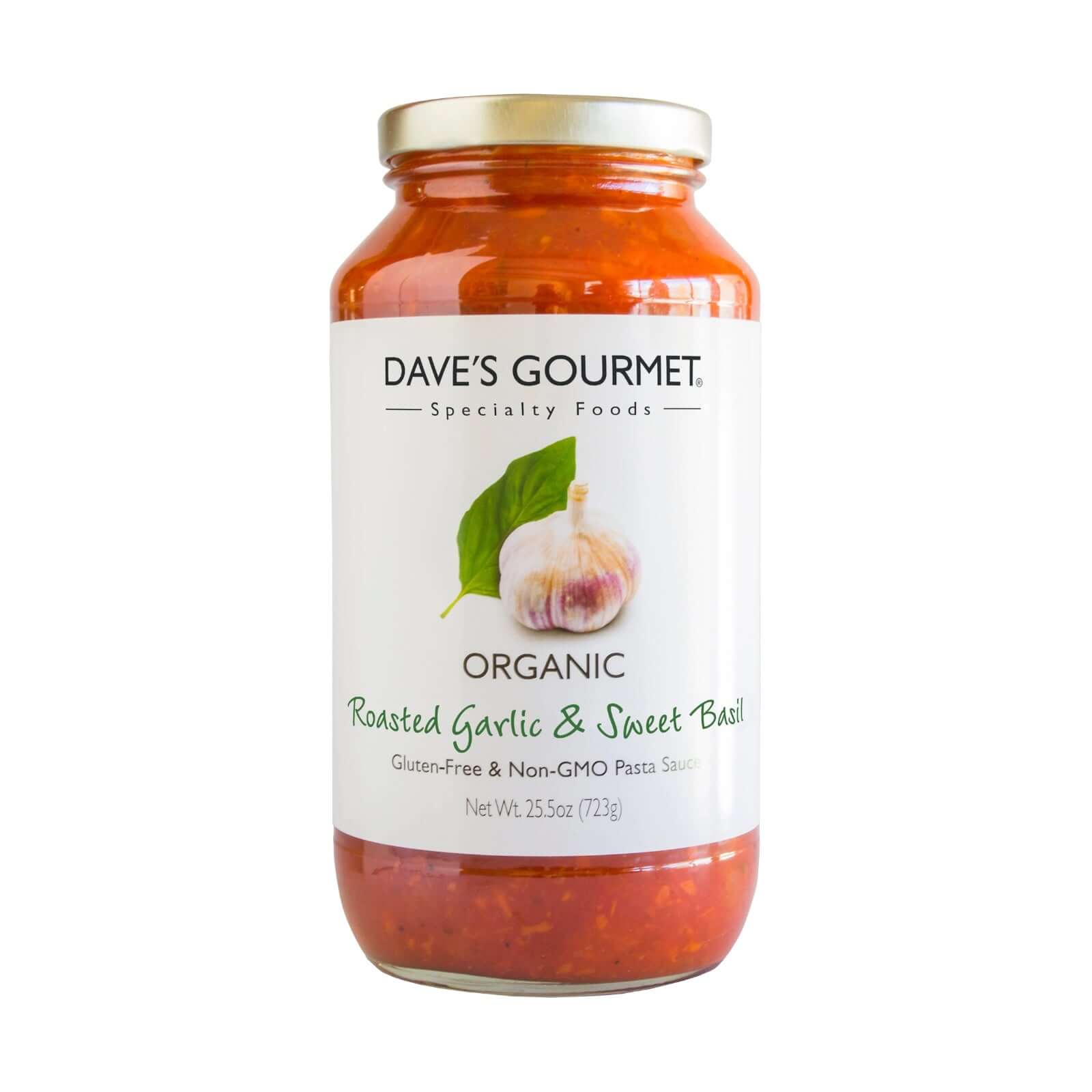 DAVE'S GOURMET Bio gerösteter Knoblauch & süße Basilikum Pasta Sauce