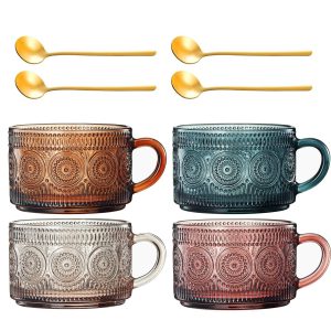 Exquisite Muted Hobnail Glass Kaffeebecher – 15oz
