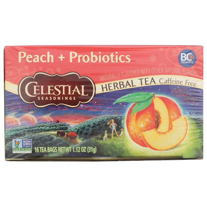 Celestial Seasonings Landtee Pfirsich + Probiotika, 16 Beutel – Packung