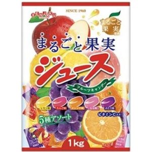 Senjaku, Marugoto Kajitsu Saftbonbons, harte Süßigkeiten, 5 Arten Sortiment, – 1kg