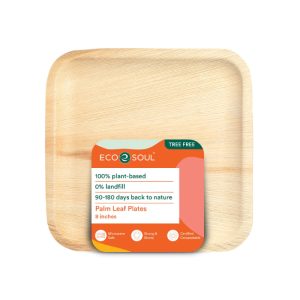 eco soul – Platten Palmblatt Quadrat, 20 ct – Packung mit 8 – 8in