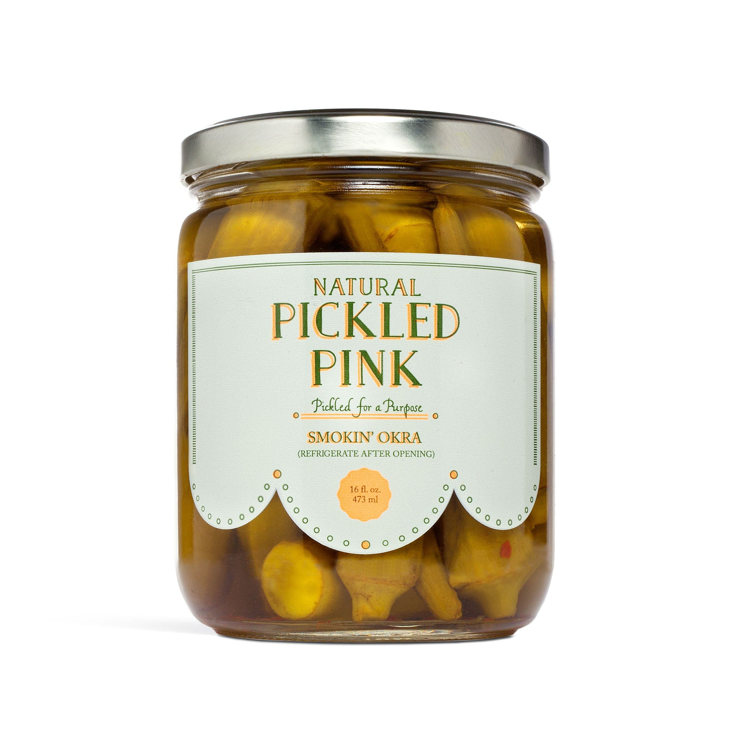 Eingelegte rosa Smokin 'Okra - Rauchig, würzig-säuerlich Pickle mit einem Zweck