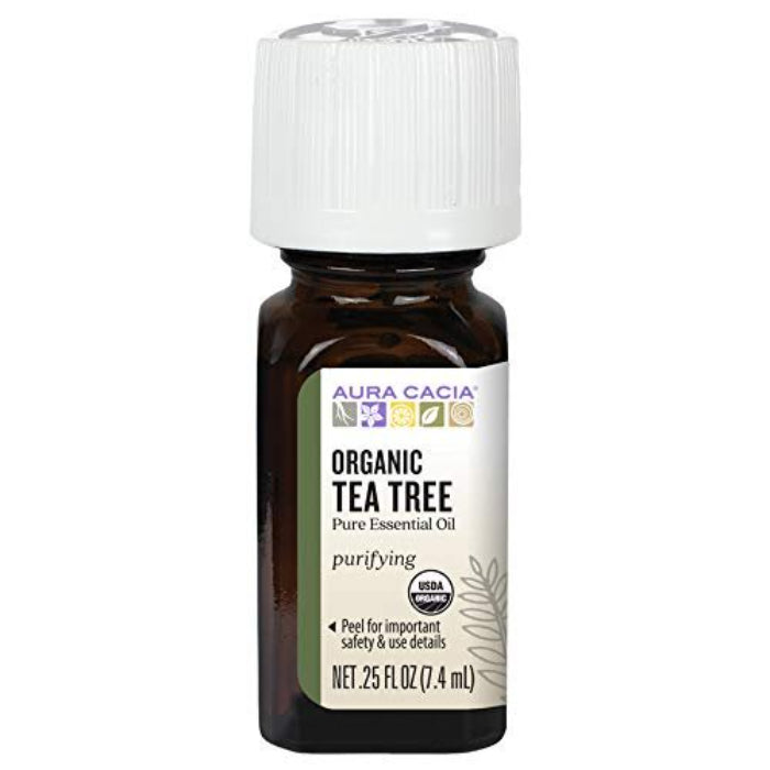 Aura Cacia Ätherisches Öl Bio-Teebaum, 0,25 oz – Packung mit 1