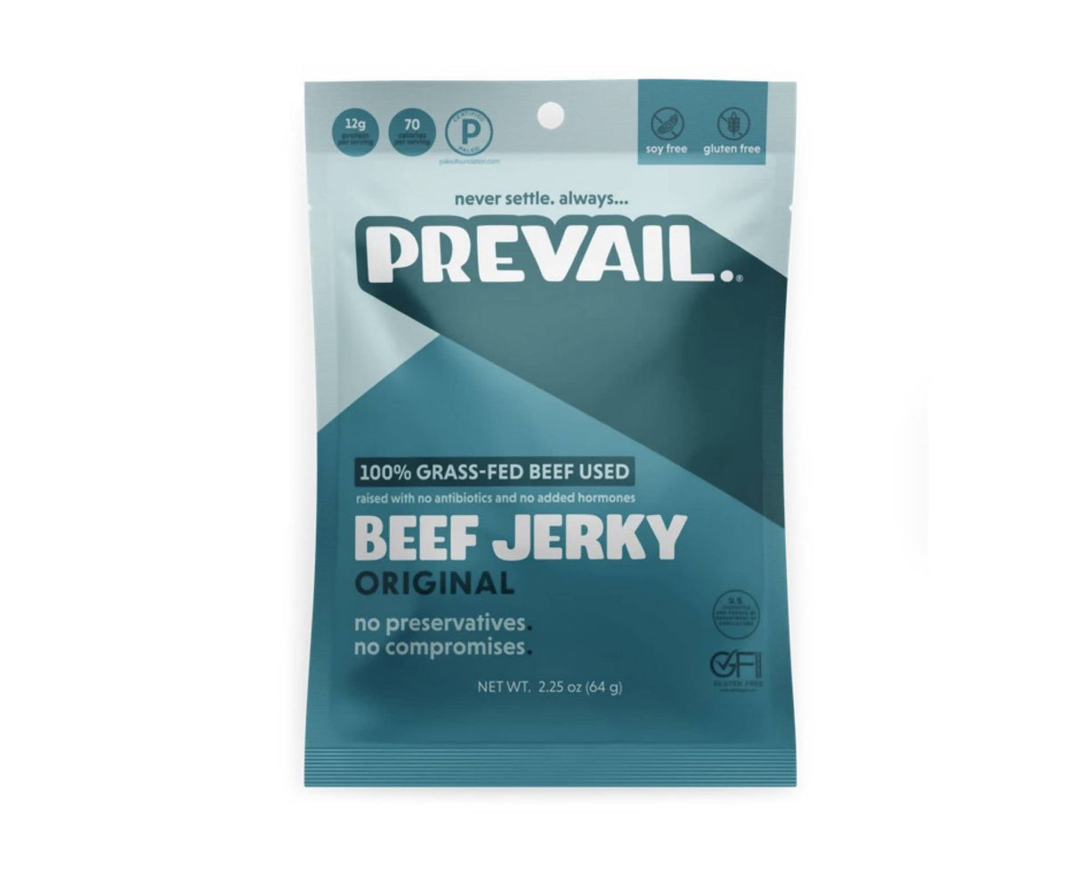 Prevail Jerky Rindfleisch Jerky, Original 100% Gras Fed – 8 Beutel x 2,25 oz