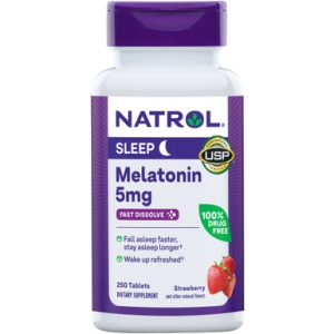 Natrol Melatonin schnell auflösen, 5mg, Erdbeergeschmack, 250 Tabletten
