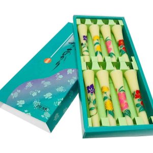 Nanao Japanische Kerze, “Shikiakari”, 8 Stück, Blumenmalerei