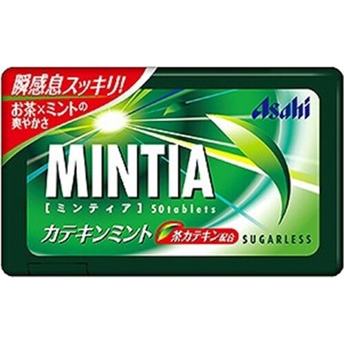 Asahi, Mintia, Winzige Zucker freie Tablette Süßigkeiten, Catechin Minze, grüner Tee, 50 Stück in 1 Packung
