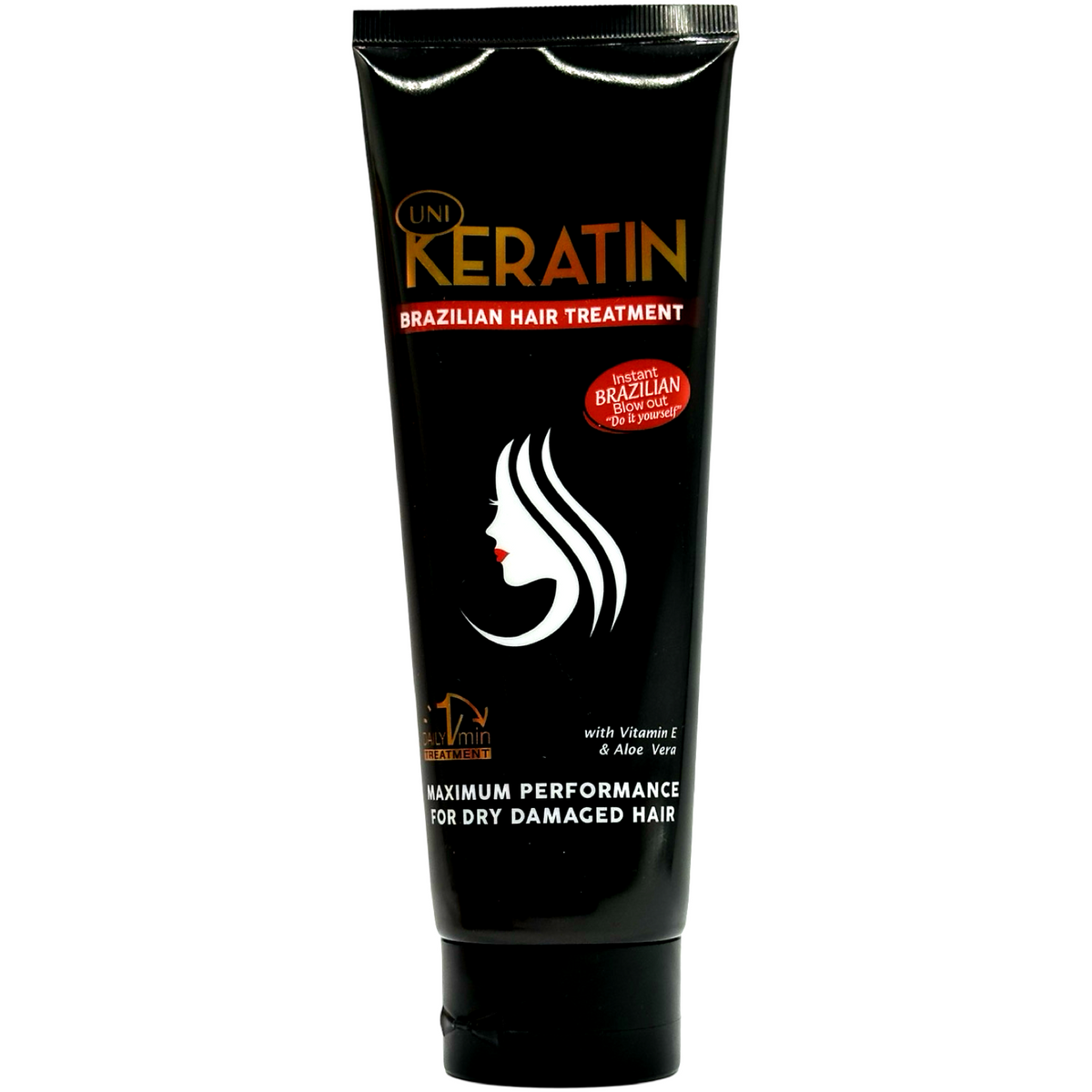 UNI – Keratin Brasilianische Haarkur – mit Vitamin E und Aloe Vera (Schwarz) – 200 G