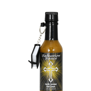 scharfe Sauce Heilsauce Knoblauch serrano mit Mini-Bibel Schlüsselanhänger – 5oz