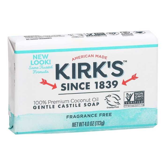 Kirk’s – Gentle Castile Bar Soap Duftfreie Packung mit 1 Stück