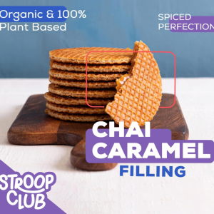 Stroop Club Chai Karamell Pflanzenbasierte und Bio-Stroopwafels-Box – 12 Packungen x 2-Pack-Gehäuse