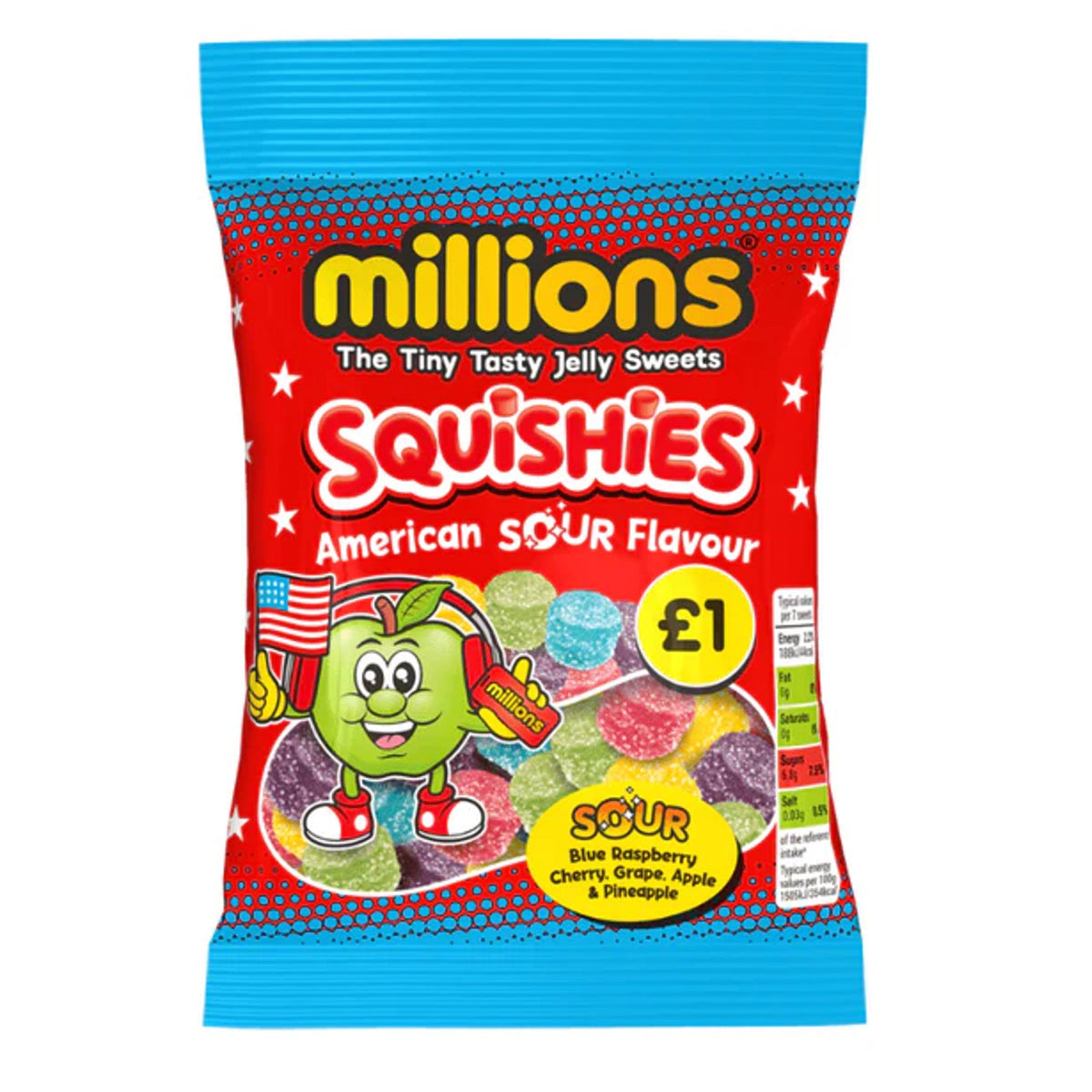 Millionen Squishies American sauer Geschmack 100g VEREINIGTES KÖNIGREICH (Fall von 12)
