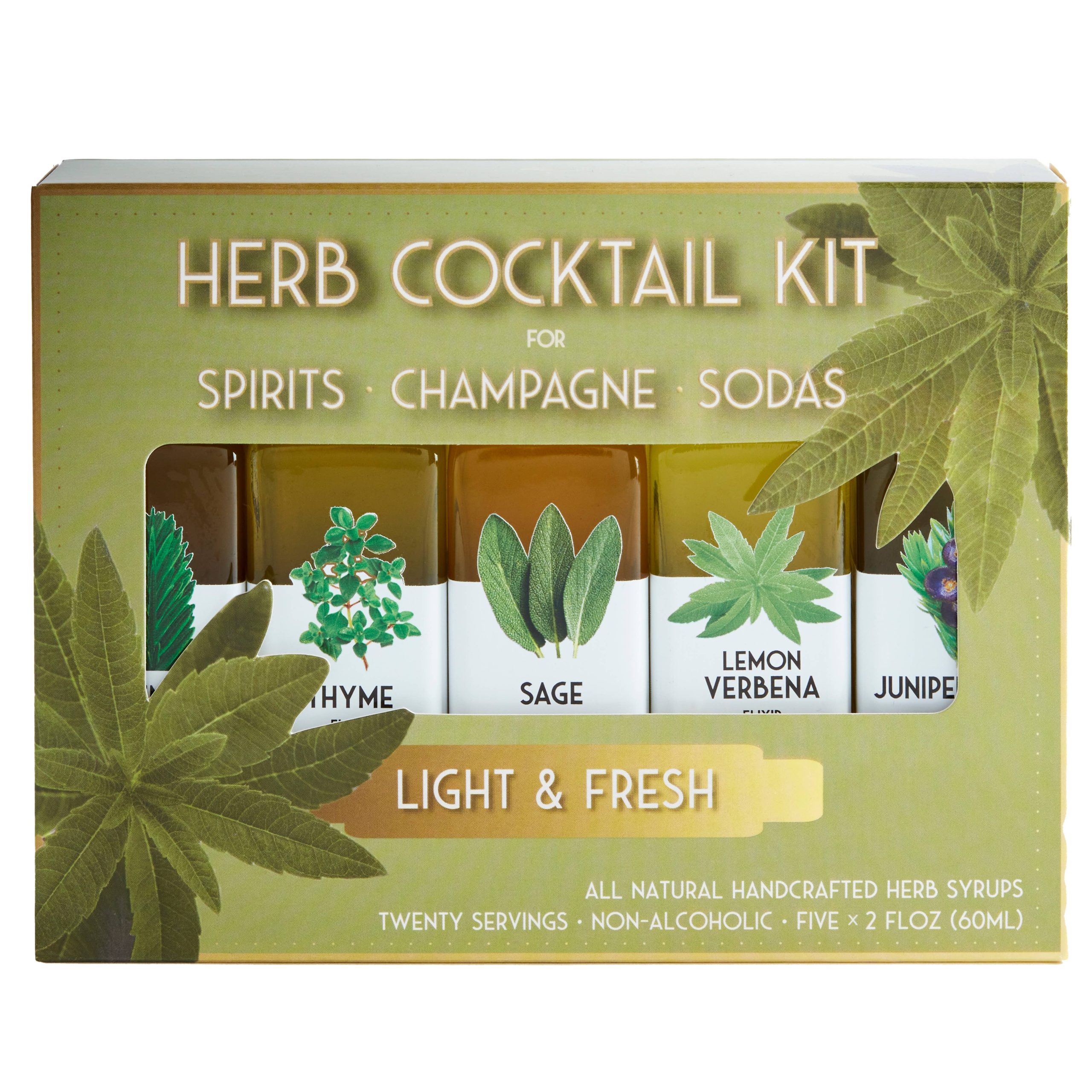 Mit Blumenmuster Elixir Co. – Leichtes & frisches Kräuter-Cocktail-Kit. 5-Packung Kräutersirup