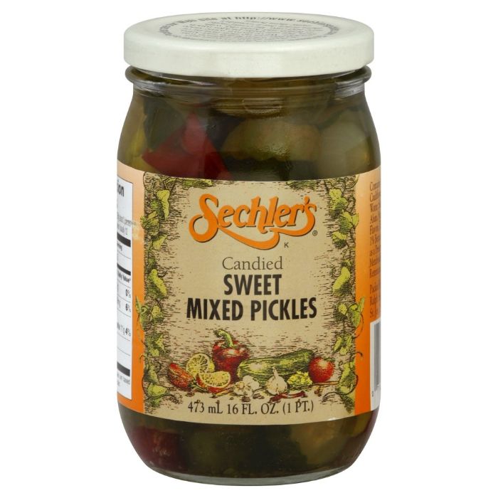 Sechler's – Kandierte süße gemischte Gurken, 16 Oz – 6er Packung